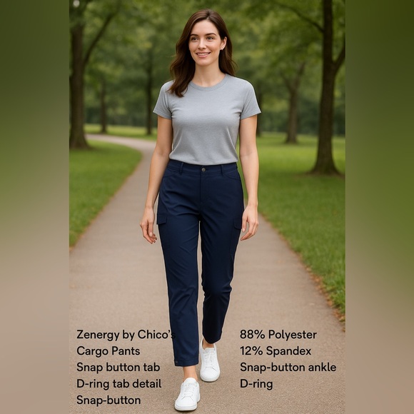 Zenergy by Chico's Pants - Chico’s Zenergy Navy Blue Cargo Pants Size 12 (Chico’s Size 2)